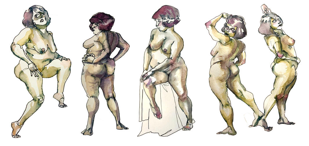 Watercolor Ladies (5 minutes each)